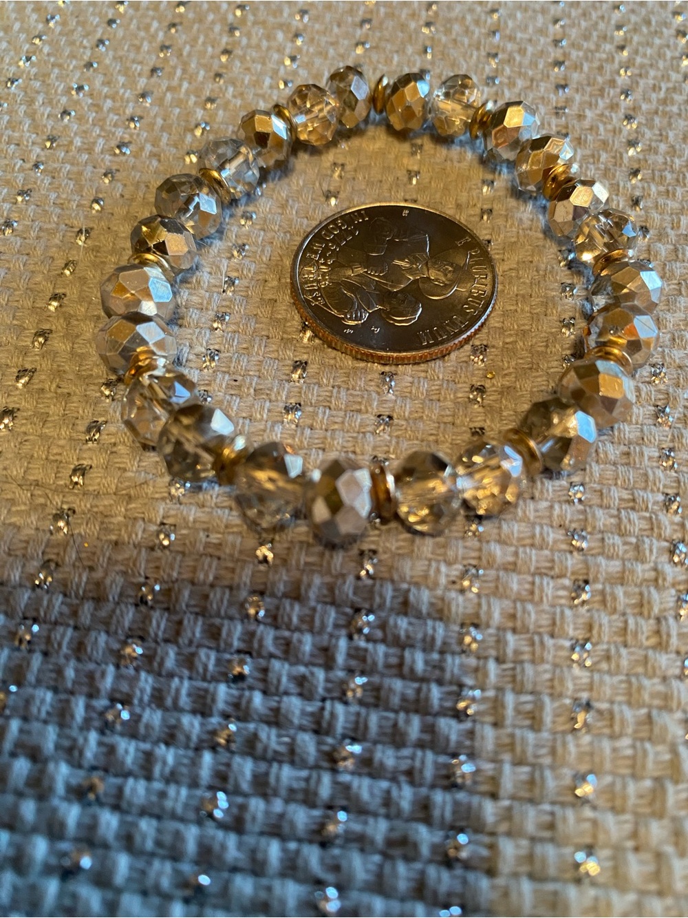 Gold Faceted Bead Stretch Bracelet - Shimmering Gold Accent